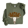 thumbnail image 4 of Mom Bull Skull Sweatshirt for Women Trendy Western Country Style Crewneck Army Green Sweatshirt Adult Small, 4 of 7