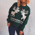 thumbnail image 4 of Chandail de Noël pour Femmes Col Rond Blouse Tricotée Mode Chandail Imprimé Cardigan Chaud Mi-Longue Fermeture Extérieure Tricot Décontracté Moelleux, 4 of 6