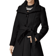 Madden Girl Juniors' Belted Skirted Coat, Black XL - NEW