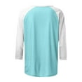 thumbnail image 5 of Womens Tops Dressy Casual 3/4 Sleeve Shirts Summer Floral Three Quarter Length Blouse Loose Fit Crewneck Pullover Tee Women's Fashion Color Block T-shirt Blouse Casual Tops, 5 of 5