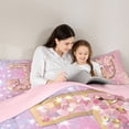 thumbnail image 5 of Feelyou Chic Pink Monogrammed J Bedding Comforter Set, Glitter Mermaid Scale Twin Comforter Sets, Dreamy Princess Cartoon Reversible Bedding Set, Lightweight Room Decor, 2pcs, 5 of 8