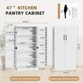 thumbnail image 2 of Walsunny 47" Kitchen Pantry Storage Cabinet with Adjustable Shelves, Racks and Doors Freestanding Kitchen Hutch Cupboard White, 2 of 7