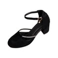 thumbnail image 2 of GERsome Womens Chunky Block Heels Closed Round Toe Ankle Strap Dress Pumps Shoes for Office Party Wedding Black Size 6, 2 of 8