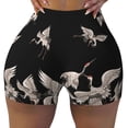 thumbnail image 2 of Gukieu Japanese White Crane Print Women's Sports Shorts, Elastic Waist High Stretch Running Yoga Gym Sweatpants-XX-Large, 2 of 8