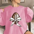 thumbnail image 2 of miqiqism Sweatshirt for Women Football Bow Print Hoodie Juniors Round Neck Long Sleeve Hooded Long Sleeves Pullover Tunic Hoodies,Pink,Large, 2 of 4