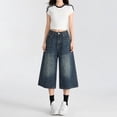 thumbnail image 4 of JJHGVB Capri Jeans women's capris Knee Length Capri Pants capri lounge pants Lounge Trousers Cropped Pant Trendy Denim Capri Pants Lounge Slacks pantalones capri Relaxed Fit Dark Blue 2XL, 4 of 5