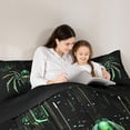 thumbnail image 7 of Feelyou Neon Green Spider Twin Bedding Sets 7-Piece, Futuristic Animal Bedding Comforter Set, Stripes Geometric Reversible Sheet Sets, Lightweight Room Decor, 7 of 7