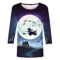 thumbnail image 4 of Halloween Shirts Women's Printed Crew Neck Three-Quarter Sleeve Loose T-Shirt, 4 of 4