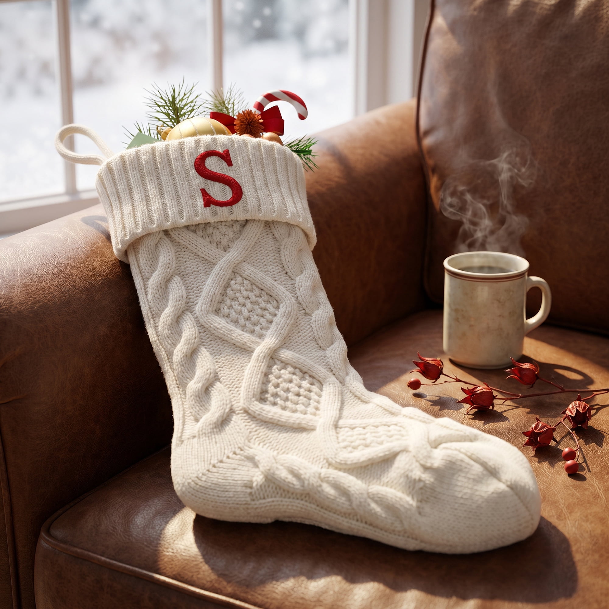 Unique Bargains Canine Bone Christmas Stocking Luxury Puppy Holiday Keepsake Sack Letter S 17"