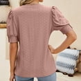 thumbnail image 6 of VBARHMQRT Summer Knit Tops for Women Women's Summer Blouses Fashion O Neck Elegant Office Shirt Casual Short Sleeve Blouse Tops Womens T Shirts Graphic Tees Funny Summer Clothes for Women Plus Size, 6 of 8
