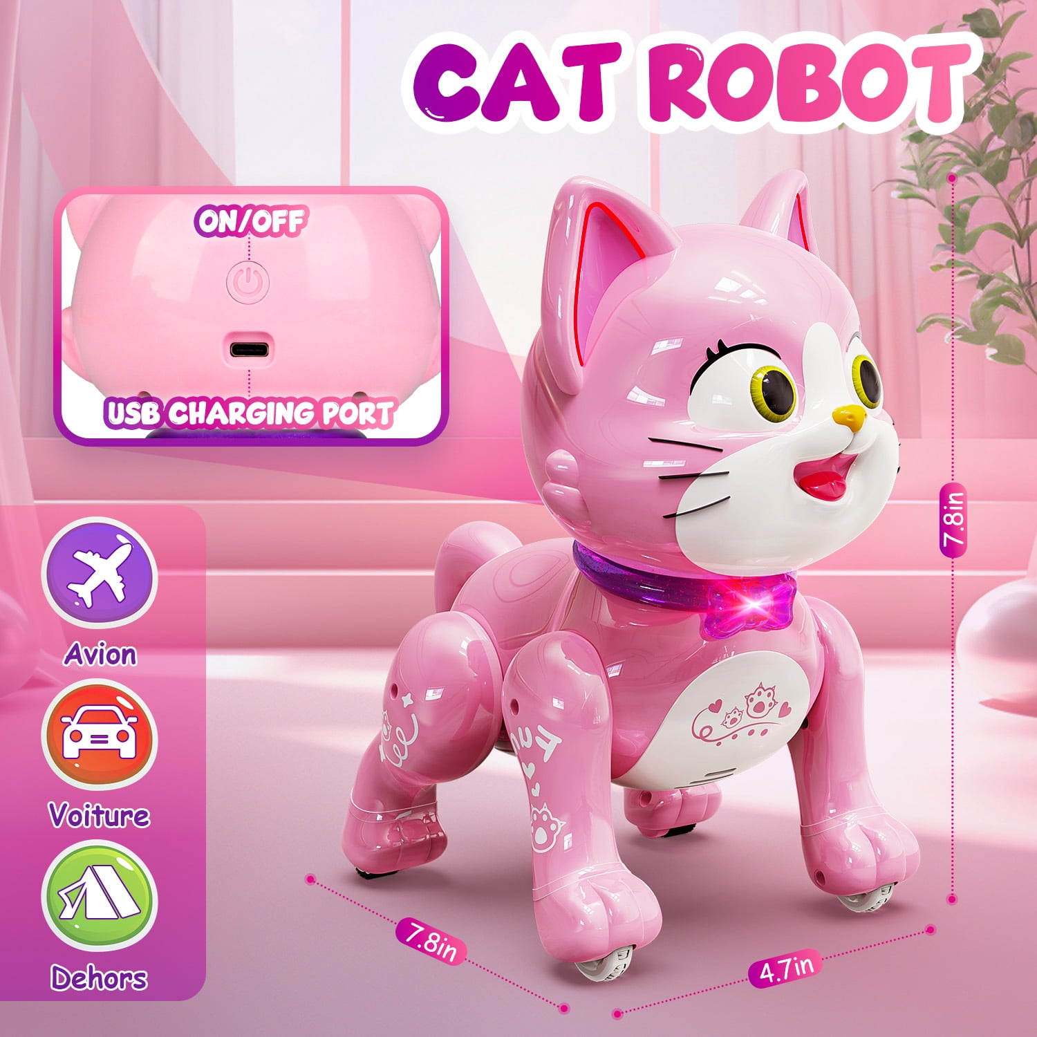 Flooyes Robot Pets Robot Cat, Toy Gift for Boys and Girls Ages 3-12, STEM Smart Robot for Kids, Interactive Pet Toy with Music and Dance