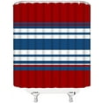 thumbnail image 3 of Navy Red Shower Curtain Blue and White with Red Stripes Abstract Geometric Abstraction Bandage Modern Fashion Elegant Fabric Curtain Bathroom Decor Sets with Hooks, 3 of 3