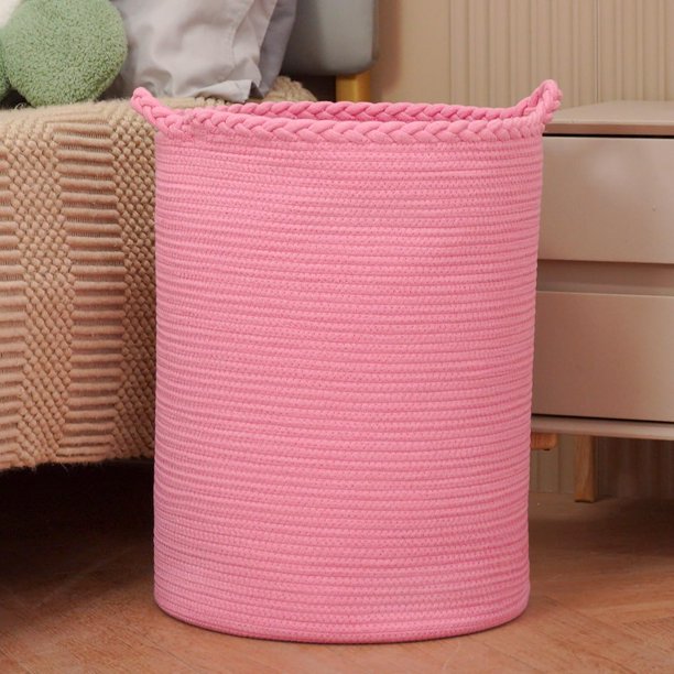 58L Woven Laundry Basket,Cotton Tall Laundry Hamper for Blankets,Clothes,Pillows,Toys,Shoes Large Laundry Bin White