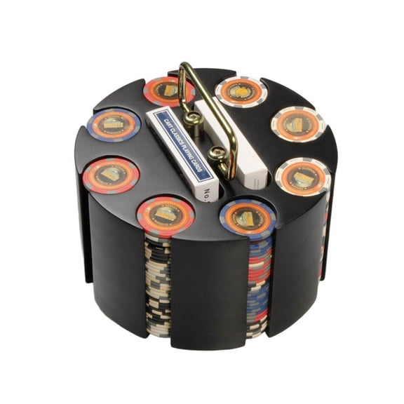 Wood Carousel Poker Chip Case, Poker Chip Carrier Holder - Holds 200 Pcs Chips and 2 Decks of Playing Cards for Beginners Casual and Professional Holdem Blackjack -oker Players