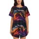 thumbnail image 1 of Balery Colorful Abstract Wave Motion Conjunto de Pijama para Mujer con Estampado, Dos Piezas de Manga Corta y Shorts, Ropa de Dormir Suave con Cuello Redondo y Bolsillos-Large, 1 of 6