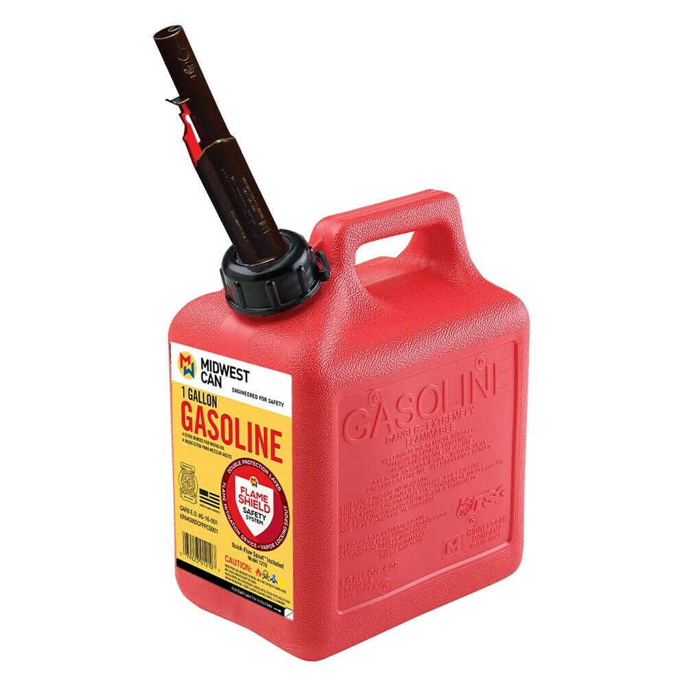 Midwest Can Company 1210 1 Gallon Gas Can Fuel Container Jug with Spout