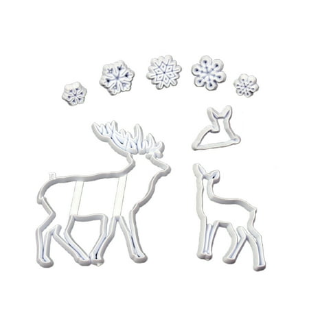 

Christmas Biscuit Mold Xmas Tree Santa Claus Snowflake Snowman Reindeer Shapes Mold Baking Tray for Candy Pudding Jelly Cake Soap