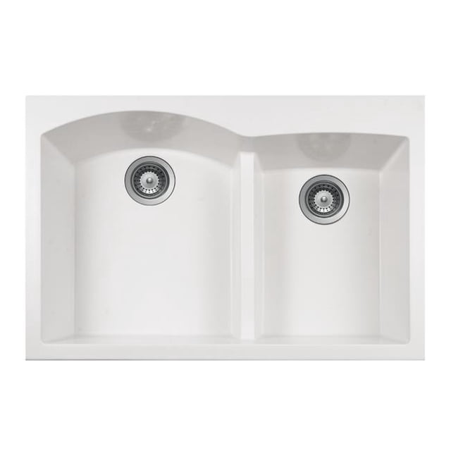 Houzer P-175 CLOUD Topmount Double Bowl Granite Kitchen Sink, Cloud