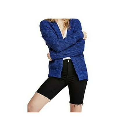 FREE PEOPLE Womens Blue Long Sleeve Open Cardigan Sweater Size: XS