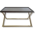 thumbnail image 3 of Posh Pollen - Antique Black Wood Square Coffee Table with Removable Divider Trays and Gold Metal Frame - 42 Inch, 3 of 6
