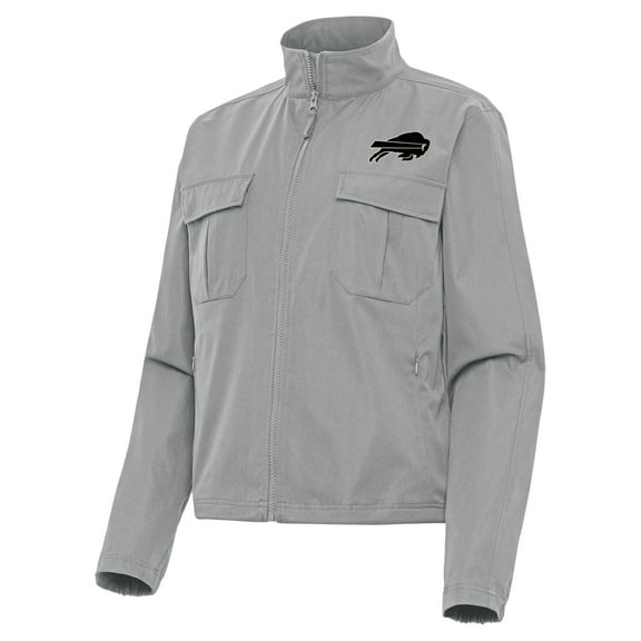 Women's Antigua Gray Buffalo Bills  Brushed Carbon Even Par Full-Zip Jacket