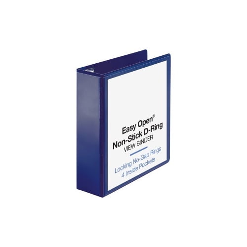 Business Source Navy D-ring Binder 3' Binder Capacity - Letter - 8 1/2' x 11' Sheet Size - D-Ring Fastener(s) - 4 Pocket(s) - Polypropylene - Navy - Clear Overlay, Non-stick, Ink-transfer Resistant, L