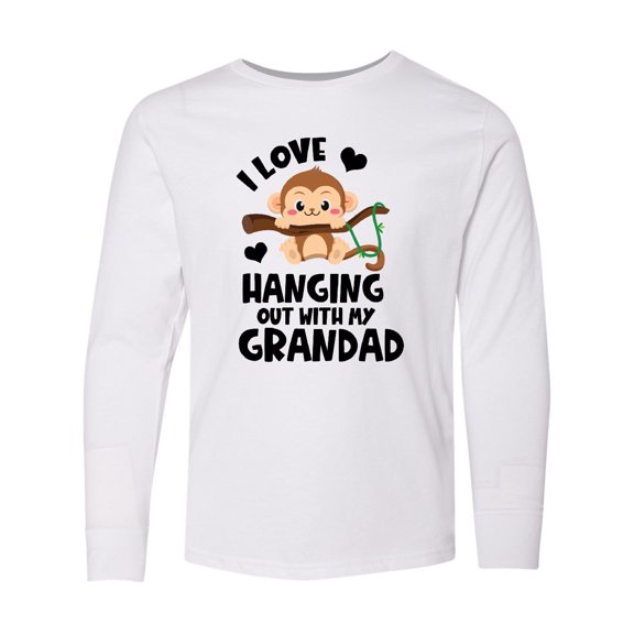 Inktastic Monkey I Love Hanging out with My Grandad Long Sleeve Youth T-Shirt