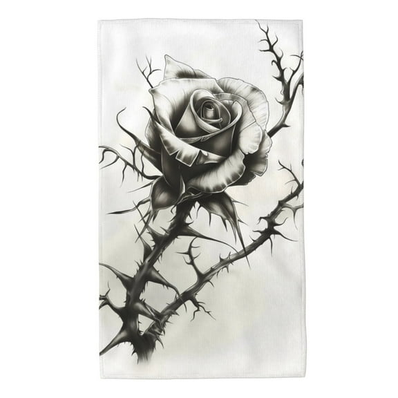 Kdxio Hand Towel Black And White Rose for Bathroom Kitchen Fingertip Bath Towels 27.5 x 16 Inch Home Hotel Gym Laundry Room