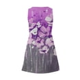 thumbnail image 5 of Women's Square Neck Floral Print Sleeveless Dress Casual Summer Dress with Pockets and Smocked Bodice for Coffee Shop Dates,Purple 3XL, 5 of 5