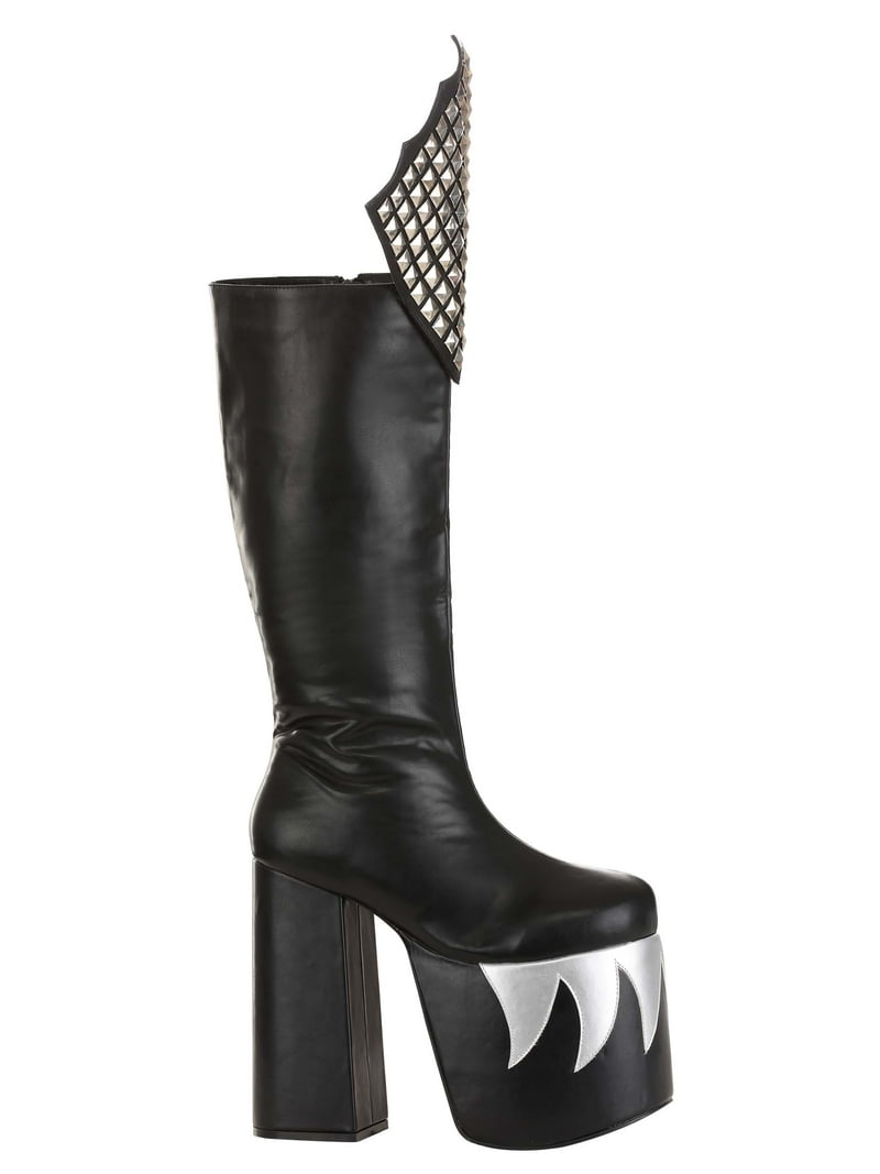 FUN Costumes KISS Demon Boots for Men, Black Vinyl Platform Shoes