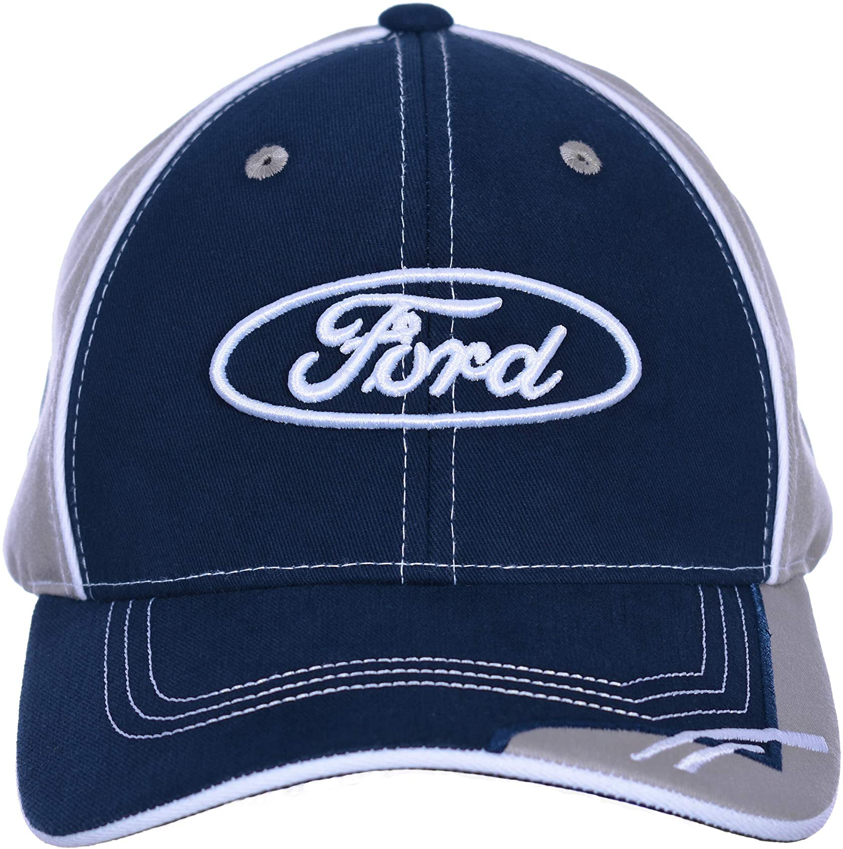 Cap FORD Oval Logo Checkered Flag Sports Blue Adjustable Structured Hat 