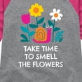 thumbnail image 3 of Instant Message - Smell The Flowers Snail - Toddler And Youth Girls Raglan Graphic T-Shirt, 3 of 6