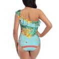 thumbnail image 5 of Picia USA Tourist Map Pattern Women's One Piece Swimsuits,One Shoulder Swimwear Asymmetric ,Ruffle Monokinis Bathing Suits,High Waisted Flattering Bathing Suits-X-Large, 5 of 8