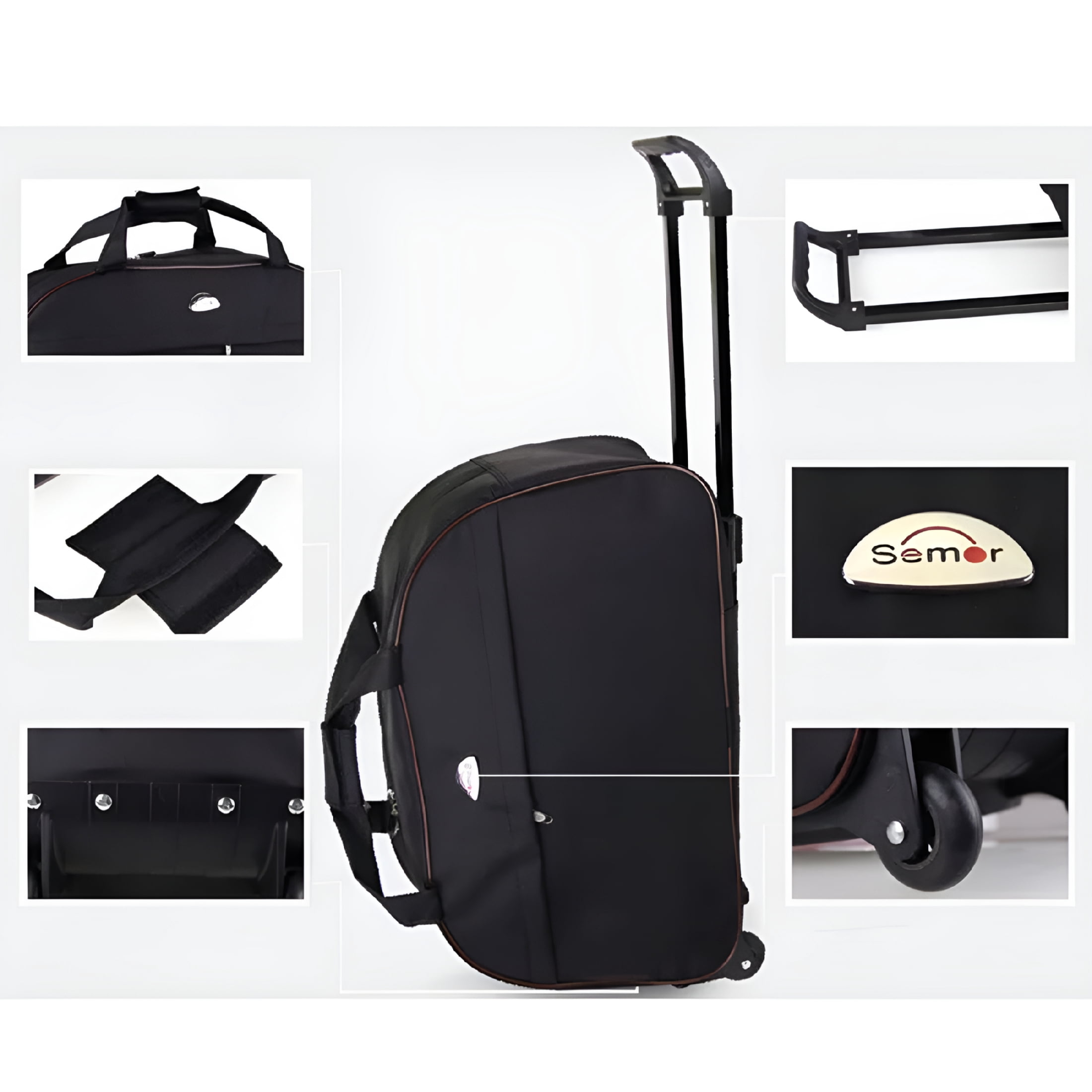 GASTROPOD Rolling Duffle Bag with Wheels, 24" Trolley Travel Bag, Carry on Luggage Travel Suitcase, Overnight Weekender Bag for Unisex Adult, Underseat Luggage with Wheels (Gray and White Lattice)