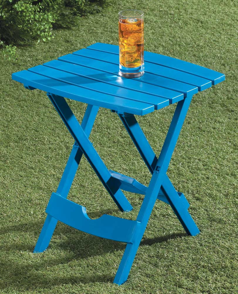 Adams quik fold side store table blue