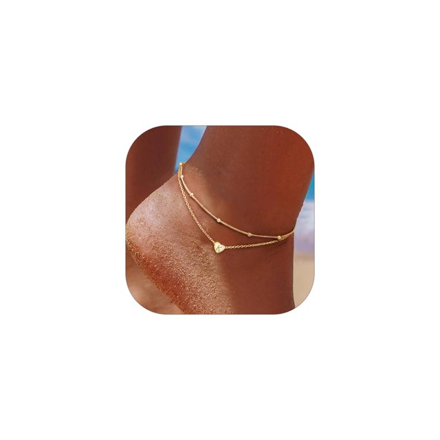Pulsera de tobillo Chic Silver chapada en oro con iniciales en forma de corazón