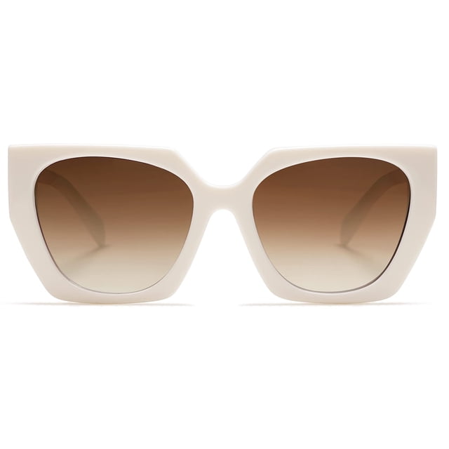 Gafas de sol SOJOS SJ2205 Cateye polarizadas blanco cremoso/marrón