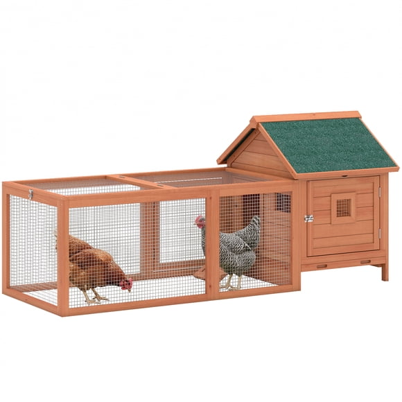 PawHut 72" Chicken Coop, Wooden Hen House Poultry Cage for 2 Chickens