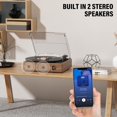 thumbnail image 6 of Record Player for Vinyl with 2 Build-in Speakers LP Vinyl Players Belt-Driven Vintage Turntables 3 Speed 3 Size, Wireless Bluetooth Playback, AUX-in, RCA Out, Headphone, Auto Stop Wood Brown, 6 of 7