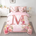 thumbnail image 3 of Homewish Colorful Floral 7-Piece Twin Bedding Sets,Romantic Flower Bedding Comforter Set,First Letter M Sheet Sets For Girls,Super Cozy Room Decor Reversible, 3 of 9