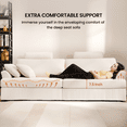 thumbnail image 3 of 87" Cloud Comfy Sofa Couch with Deep Seat and Thick Cushion, Corduroy Upholstered Fabric Soft Couch for Living Room Office, Beige (Includes Headrest), 3 of 9