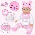 thumbnail image 4 of AmaMary Cotton Pink Elephant Outfit for 16-18 inch Dolls – 4-Piece Long Sleeve Pants Hat Bib Set for Girls Toddler Dress-Up Birthday Holiday Pretend Play, 4 of 5