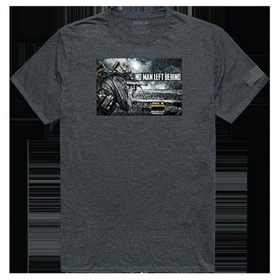 Rapid Dominance  No Men Left Tactical Graphic Tee Shirt, Heather Charcoal - Small