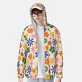 thumbnail image 3 of Pofeuu Groovy Daisy Flowers Print Sun Protection Outdoor Lightweight Full Zip UV Cooling Hoodie Long Sleeve Summer Clothing for Outdoor Hiking-X-Large, 3 of 5
