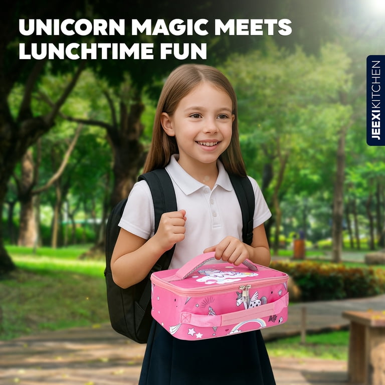 JEEXI Kids Insulated Lunch Bag, Pink Unicorn photo 4