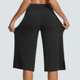 thumbnail image 3 of Mohiass Capris Pants for Women High Waisted Summer Yoga Wide Leg Capri Pants Casual Lounge Tummy Control Pull on Capris with Pockets Black 2XL, 3 of 8
