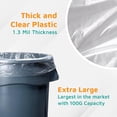 thumbnail image 3 of Heavy Duty Trash Bags - Clear Garbage Bags - Plastic Trash Bags For Large Rolling Trash Bins - Tall Trash Bags - 100-Gallon Large Kitchen Trash Bags, 1.3 Mil, 67"x79" (10-Count), 3 of 5