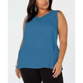 thumbnail image 5 of I-N-C Womens Illusion Tank Sleeveless Blouse Top, Blue, 3X, 5 of 5
