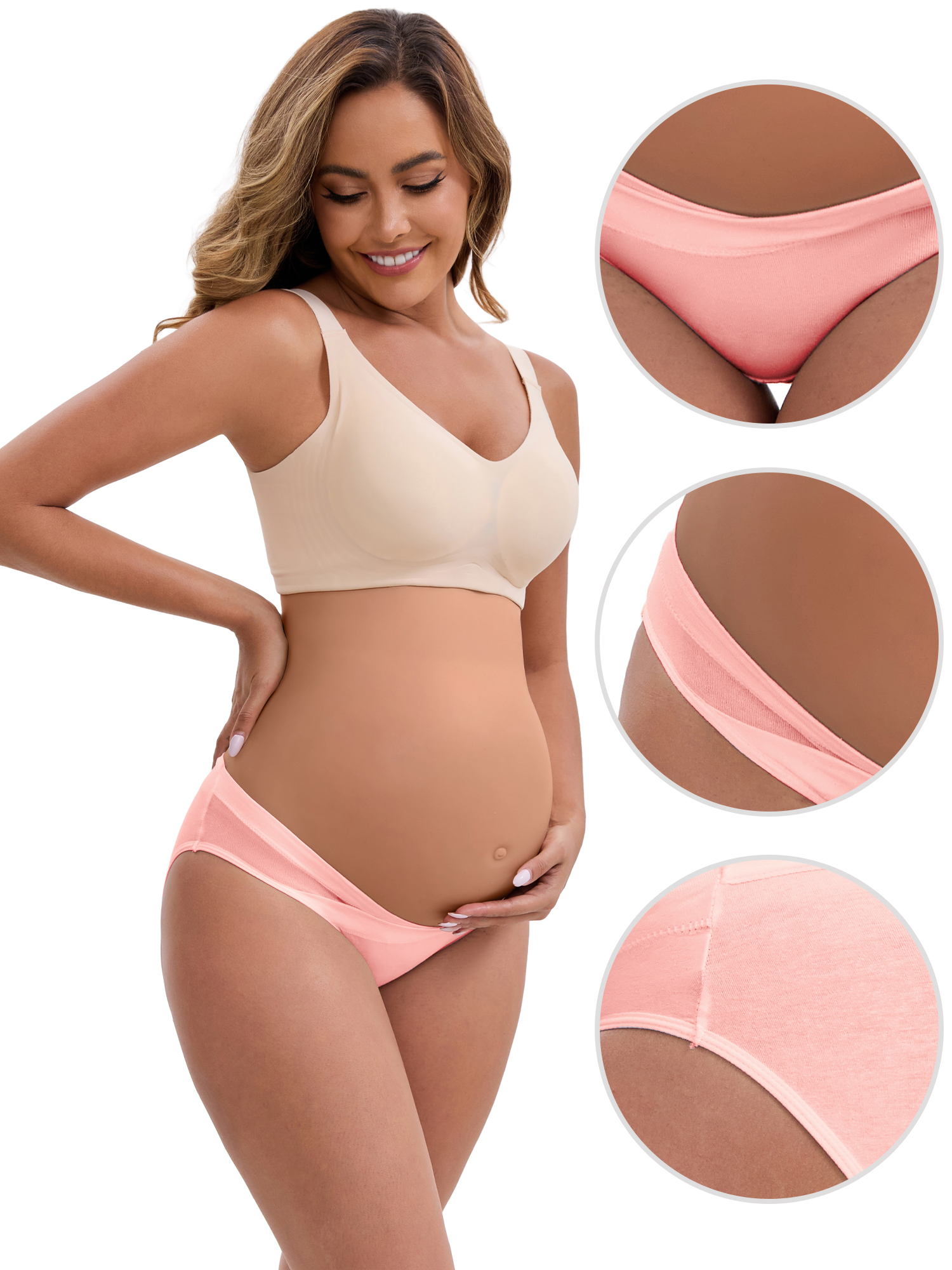 DARING DIVA Maternity Low Waist Briefs 4 Pack S 1 Black 1 Pink 1 Purple 1 White