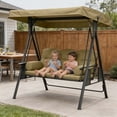 thumbnail image 4 of 3 Seater Porch Swing Replacement Cover - Waterproof Outdoor Garden Swing Top Cover, Windproof Heavy Duty Rip Proof Patio Swing Seat Cover for Hammock and Outdoor Furniture, Khaki, 75.2x47.2x7.8 inch, 4 of 5